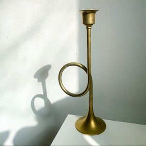 Vintage brass trumpet candlestick